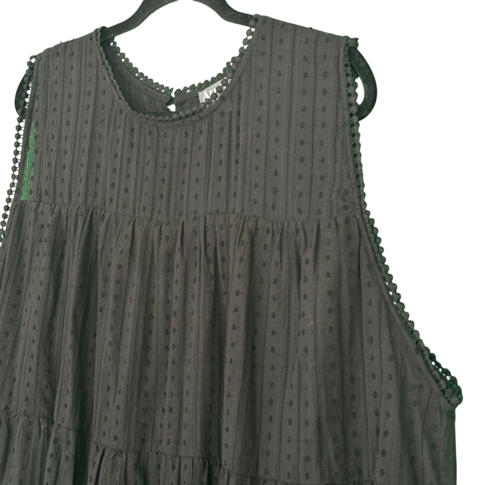 Arula Swiss Dot Tiered Babydoll Dress Tunic Black Sleeveless‎ Lined 2X Plus B - Picture 4 of 15